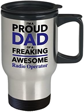 אבא גאה למפעיל מפעיל רדיו מדהים ספל קפה נסיעות, מתנה ליום אבות לאבא מבן בת ילדים
