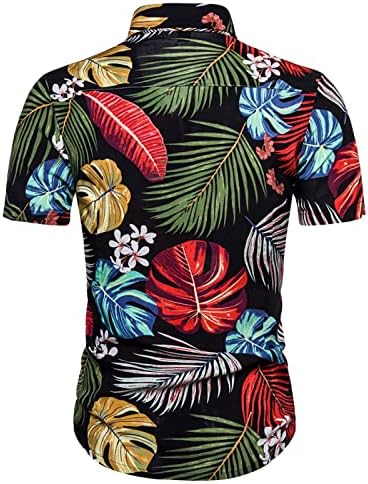 חולצות בהוואי גברים אביב וקיץ פרחוני הדפס צבעוני דש מזדמן חוף חופשה חיצונית חולצות שרוול קצר