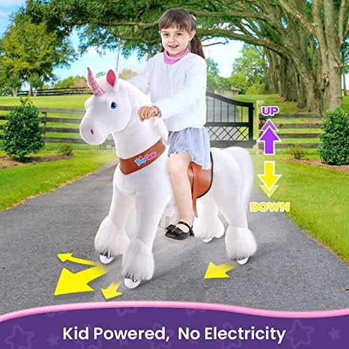 רכיבה על סוס לבן חד קרן צעצוע קטיפה הליכה בעלי החיים גודל 4 לגיל 4-8 404