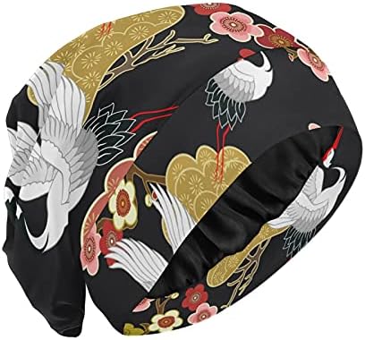 כובע עבודת זרעים כובע שינה כפיות מצנפת אדום שחור שחור ציפורי זהב פרח פרחוני וינטג