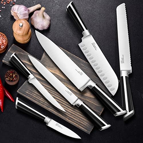 סכין סטים למטבח עם בלוק, דואר רחוק 17-חתיכה גבוהה פחמן מזויף נירוסטה סכין סט כולל שף שירות קילוף