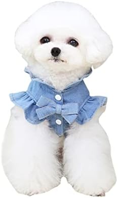 טיקווק כלב כחול שמלת חמוד תלבושת אפוד גור בגדי כלבלב חתלתול הלבשה ז 'אן שמלת עבור קטן בינוני כלבים בנות