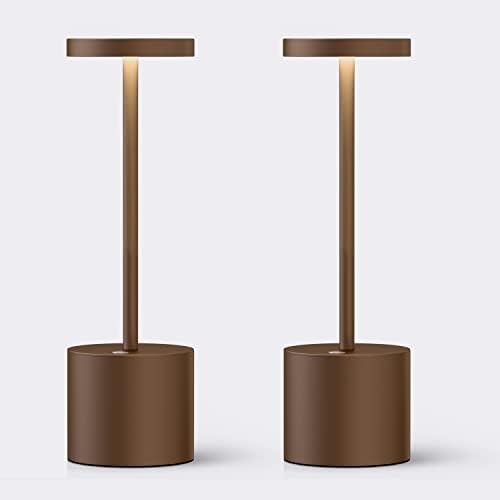 מנורת שולחן לד נטענת אלחוטית, חבילה של 2 מנורות שולחן ניידות מודרניות 10.25 אינץ ' 5000 מיליאמפר /