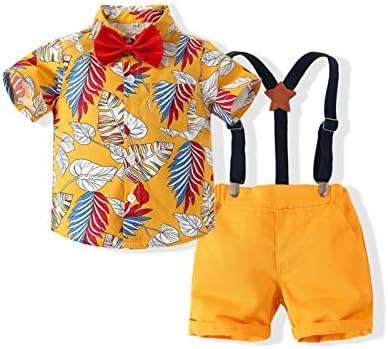 קימוקט בנים תינוקות הדפסת קיץ כותנה כותנה מכוסה מכוסה בהוואי מכנסי שרוול קצר עם שרוול עם קשת