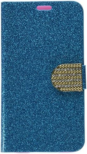 Asmyna Samsung Galaxy S5 MyJacket עם חגורת Diamante 593 - אריזה קמעונאית - נצנצים כחולים