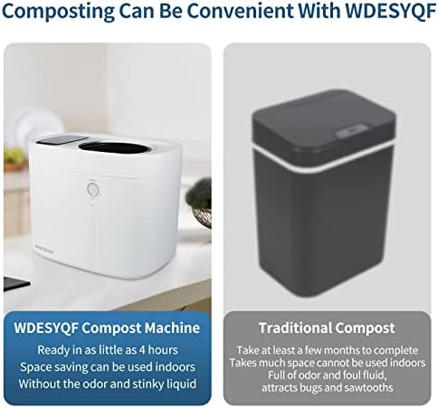 WDESYQF 3-in-1 Disser פסולת מזון חכם, קומפוסטר מטבח חשמלי, קומפוסטר משטח הקיבולת, סל מטבח מקורה