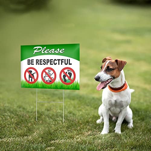 3PC שמור על שלט דשא עם כתם - 12x8 Coroplast כפול דו צדדי שמור על כלבים משלט מדשאה - שלטי כלבים