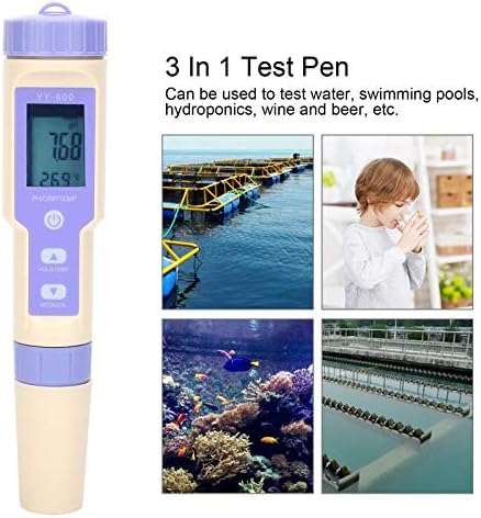 3 ב 1 עט מבחן, בדיקת איכות מים בודק מים דיגיטלי ניידים קל לשימוש ב- PH/ORP Tester Tester YY -600A