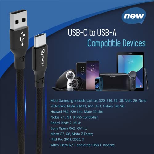 ALGU - כבל USB C, כבל מטען מסוג C, USB A ל- USB C טעינה כבל טעינה מהירה עבור סמסונג גלקסי ומטען אחר של