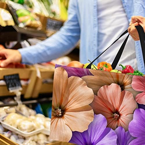 סל קניות לשימוש חוזר פרחי גרניום צבעוניים ניידים שקיות מכולת פיקניק ניידות שקית קניות סל כביסה