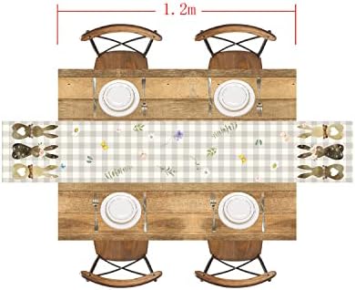ארנב פרח שולחן רץ באפלו משובץ שולחן רץ 72 סנטימטרים אביב קיץ עונתי שולחן קישוט מקורה חיצוני בית מטבח