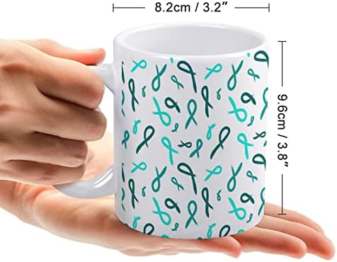 טורקיז סרט צבוע השחלות סרטן הדפסת ספל קפה כוס קרמיקה תה כוס מצחיק מתנה עבור משרד בית נשים גברים
