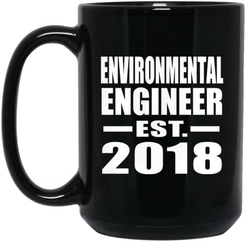 מהנדס איכות הסביבה הקים אסט. 2018, 15 עוז שחור קפה ספל קרמיקה תה-כוס כלי שתייה עם ידית, מתנות יום הולדת יום