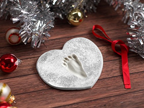 Lil Peach Babyprint טביעת טביעת יד או טביעת רגל נצנצים בהתאמה אישית לחג מזכרת קישוט עץ חג המולד, חג המולד