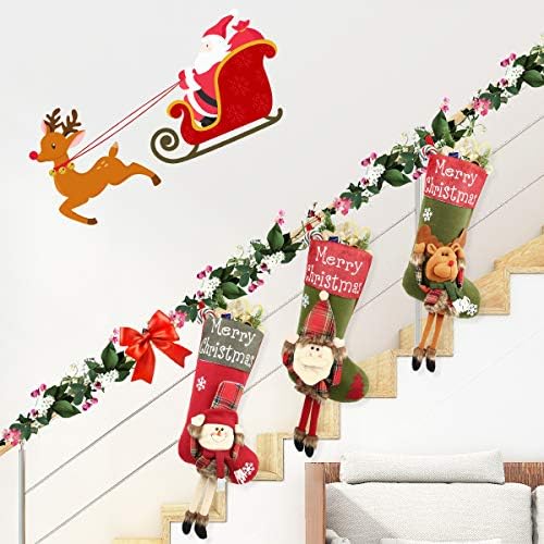 גרבי חג המולד של DreamPark 3 חבילה - 18 קישוט גרבי חג המולד גדול - גרב איילים של סנטה שלג לחג המולד -