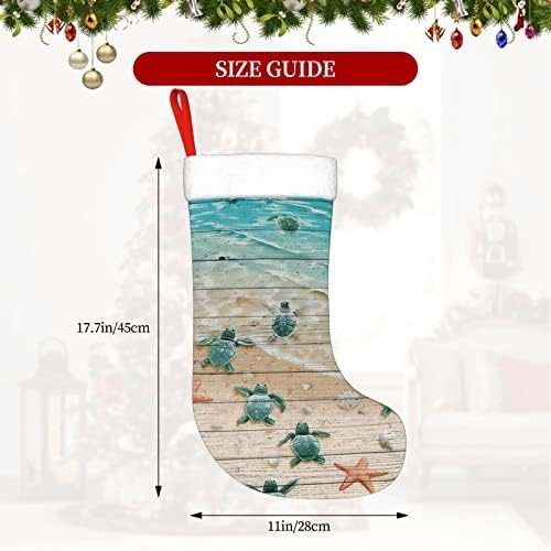 Yilequan 18 אינץ 'גרבי חג המולד גרביים קלאסיים, כוכבי ים של צב הים, לקישוטים למסיבות חג מולד לחג משפחתי