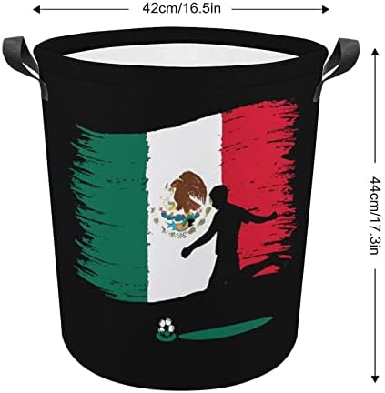 מקסיקני כדורגל נגן מתקפל סל כביסה עמיד למים סל אחסון סל תיק עם ידית 16.5איקס 16.5 איקס 17