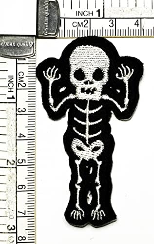 קליינפלוס 2 יחידות. שלד אדם קריקטורה רקום ברזל על לתפור על תג עבור ג ' ינס מעילי כובעי תרמילי חולצות מדבקת רוח