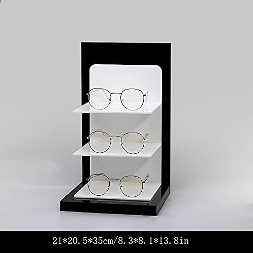 מחזיק מארגן משקפי שמש 3-זוגות שחור ולבן משקפי שמש אקריליים מעמד תצוגה קמעונאית, שולחן שולחן