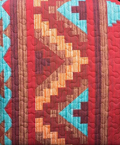 מערב דרום -מערב מערב אמריקה שבטי נאוואג'ו עיצוב ססגוני טורקיס טורקיס בתפוז חום מיטה סט שמיכה