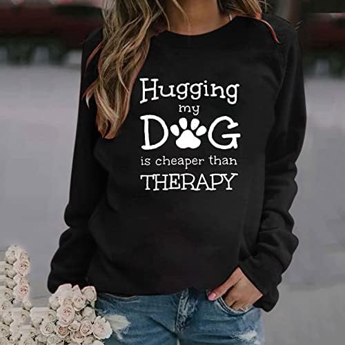 ארוך שרוול מכתב חולצות לנוער נשים בנות מצחיק בעלי החיים כלב הדפסת כפת חולצות מקרית גרפי בסוודרים