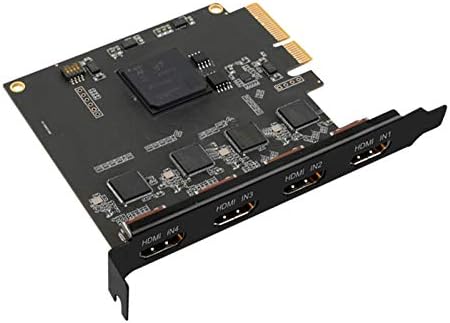 כרטיס לכידת וידאו של Quad HDMI PCIE, לכידת מקליט וידאו עם 4 ערוצים HDMI לסטרימינג חי רב ערוצים