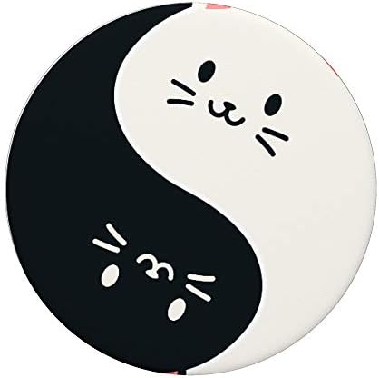 יינג יאנג חתולים חיה חמוד שחור שחור איזון איזון אמנות פופריפ פופגריפ: אחיזה ניתנת להחלפה לטלפונים וטבליות