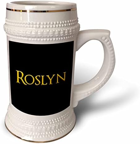 3DROSE ROSLYN שם ילדה פופולרית בארצות הברית. צהוב על קמע שחור - 22oz שטיין ספל