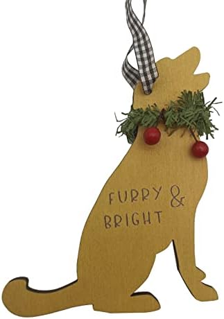 כלב חג המולד מעץ עם גרלנד פרי אדום עץ חג המולד תליון קישוט חג המולד מלאכה