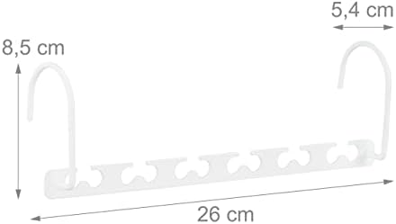 סט רגיעה של 6 חיסכון בשטח מתכת, ווים, מארגני ארונות ל 6 קולבים, 26 סמ, לבן, 8.5 x 26 x 5.4 סמ