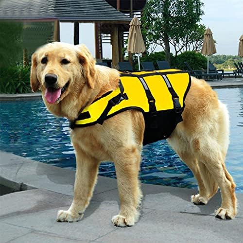 אפוד לשחייה של כלבים עם פסים רפלקטיביים, כתובת נראות גבוהה מתכווננת ז'קט שחייה כלבים Ripstop בגד ים לכלבים