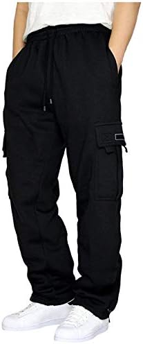 מכנסי טרנינג של מטען לגברים משקל כבד מכנסי מטען סתיו חורף מותניים אלסטיים שרציפים רצים רחבים עם כיסים