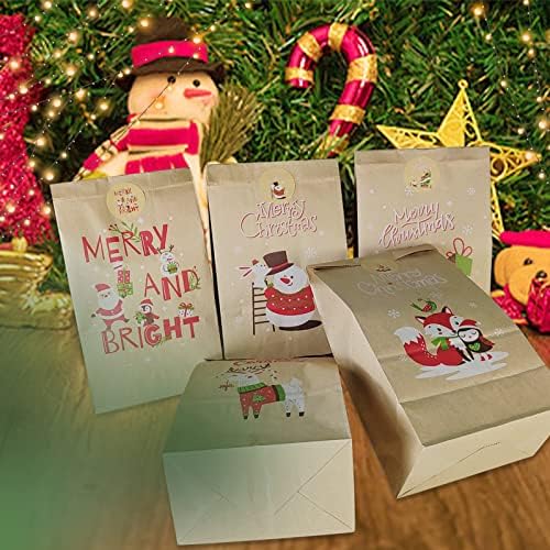 פיקוקולומו 24 יחידות חג המולד קראפט מתנת שקיות, חג גודי שקיות לטפל תיק סוכריות תיק קוקי תיק עבור מסיבת