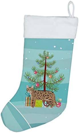 אוצרות קרוליין CK4579CS קליפורניה ספנג 'מס' 2 חתול חג מולד חג מולד שמח, אח תלויים גרביים לעונה חג המולד עיצוב