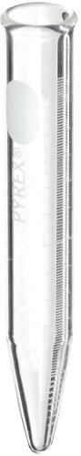 Corning Pyrex 8140-12 זכוכית גליל חרוטי זכוכית 12 מל צינור צנטריפוגה כבד עם סיום לבן ושפה חרוזים