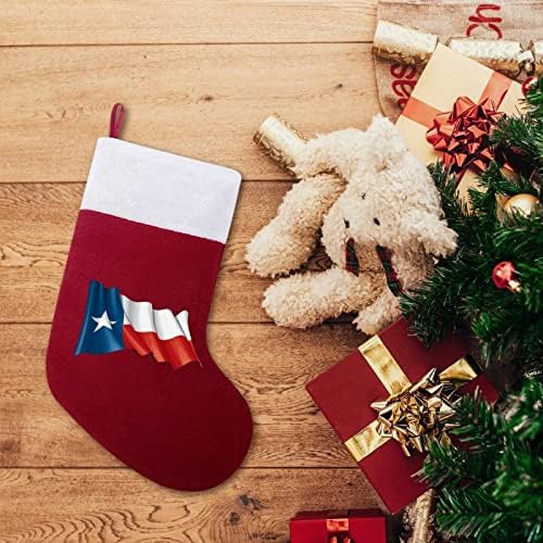 טקסס מנופף דגל חג המולד גרב קלאסי קישוטי תליה קישודים שקית ממתקים של שרוול לבן לקישוטים למסיבות