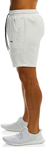 מכנסי חדר כושר לאתלטיים של Ouber's Means מכנסיים קצרים של אימון כותנה עם כיס רוכסן פיתוח גוף מזיעה קצרים