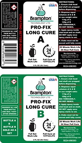 Brampton Pro -Fix Long Cure Golf Epoxy - חיי עבודה מלאים - חוזק נוסף - גולף אפוקסי לכל פירי הגולף, ראשי גולף,