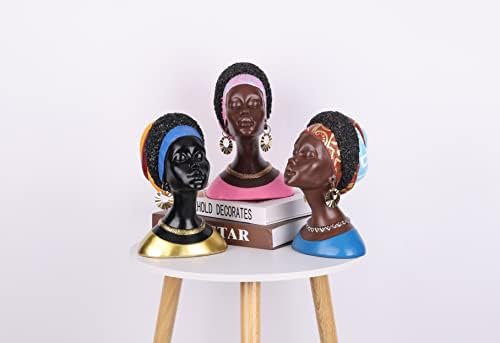 פסלים ופסלים אפריקאים של Wubianjie, פסלי חזה אפרו -אמריקאים, פסלי שרף יצירתיים למדף שולחן קפה בסלון על חדר