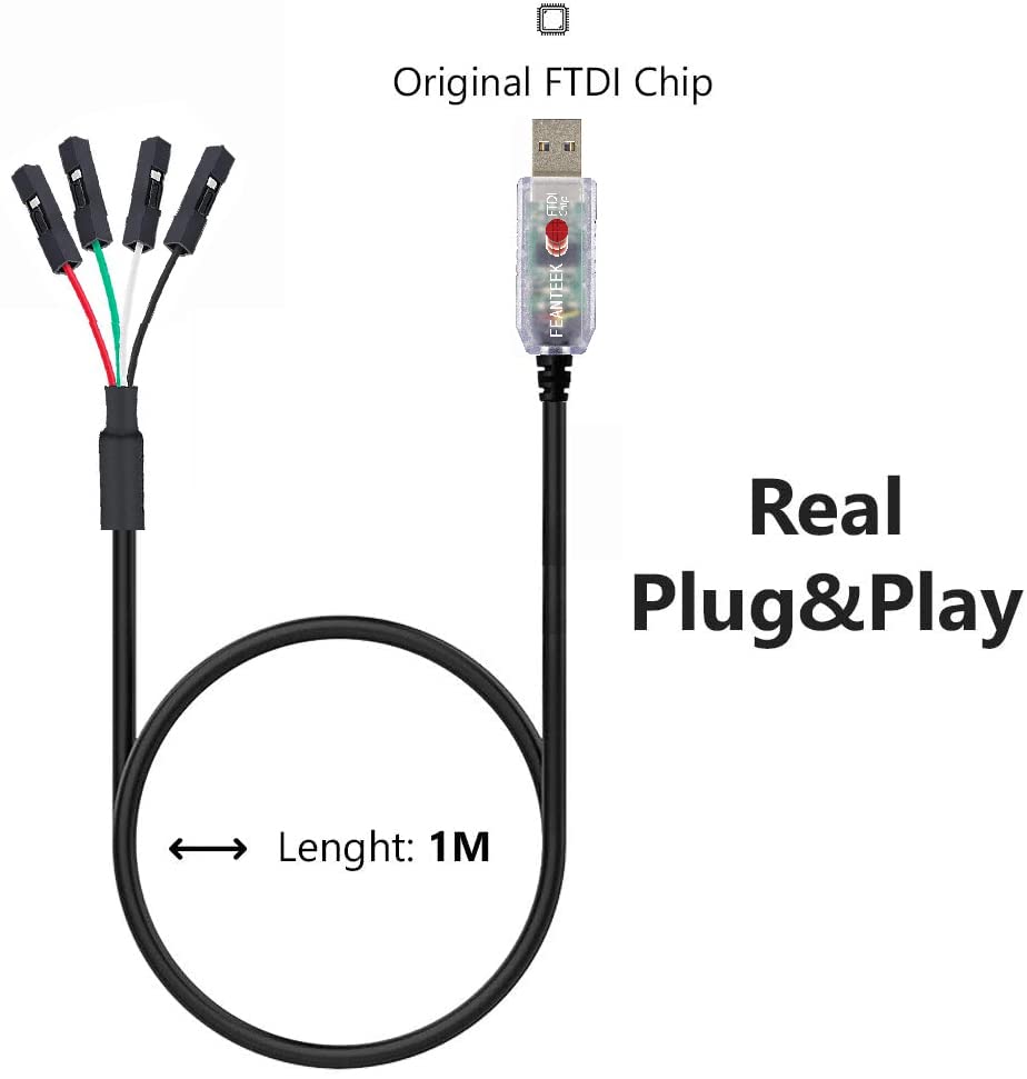 Feanteek USB ל- TTL מתאם כבלים מתאם UART USB ממיר FTDI כבל סידורי USB עבור חלונות Debug Pipberry