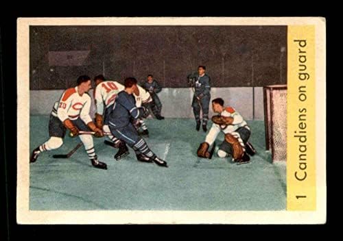1 Canadiens on Guard - 1959 כרטיסי הוקי Parkhurst מדורגים VGEX - כרטיסי הוקי לא חתומים