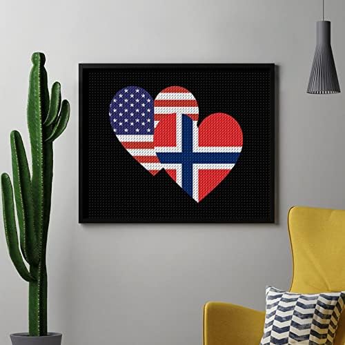 נורבגיה ערכות ציור יהלומי דגל לב אמריקאי 5 ד 'עשה זאת בעצמך תרגיל מלא ריינסטון ארטס וול דקור למבוגרים