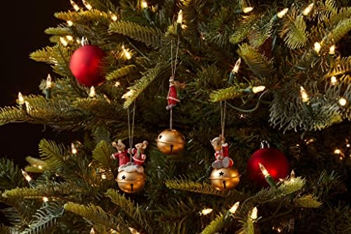 זנבות Enesco עם זוג עכבר לב על קישוט תלוי בפעמון חג המולד, 2.56 אינץ ', רב צבעוני