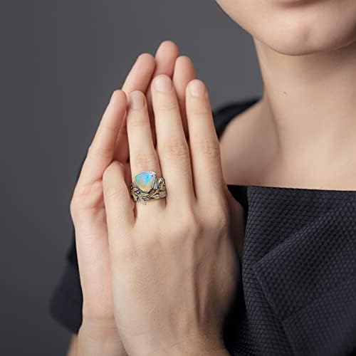 טבעות אצבעות שמנות וינטגיות מעודנות עולות טבעת יהלום אופל לנשים מתנות תכשיטים
