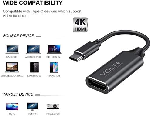 ערכת HDMI 4K USB-C תואמת למתאם מקצועי של Samsung Galaxy A12 עם פלט דיגיטלי מלא של 2160p, 60Hz!