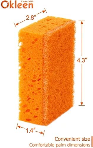 Okleen Orange Multi השתמש בספוג Scrub. מיוצר באירופה. 9 חבילה, 4.3x2.8x1.4 אינץ '. חובה כבדה נטולת
