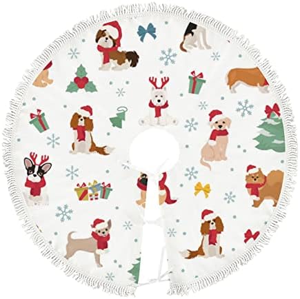 חצאית עץ חג המולד גדולה כלבי סנטה חג המולד כלבי חצאית עץ 48 אינץ