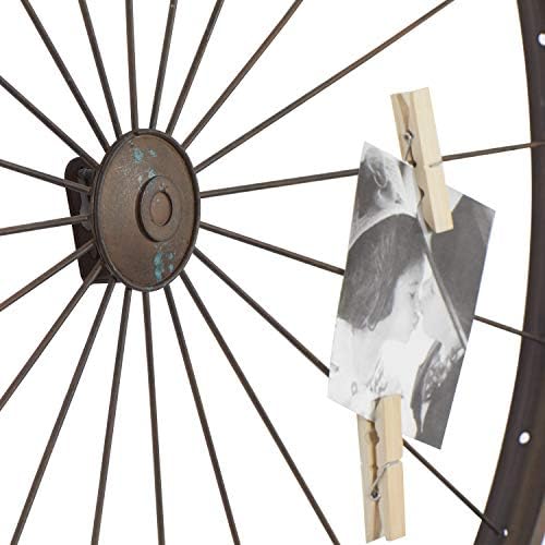 דקו 79 עיצוב קיר גלגל אופניים מתכת עם צילום כביסה, 24 x 1 x 24 , חום