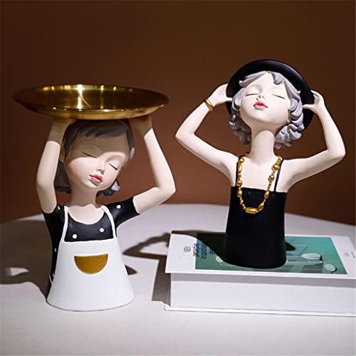 DLVKHKL נערות חמודות פסלים קישוטי מגש פרי תיבת אחסון נורדי קישוט ביתי אביזרים שולחן עבודה בסלון