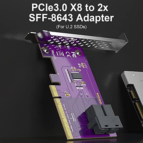 מתאם PCIE ל- SFF-8643 עבור U.2 SSD, X8, SFF-8643. תמיכה ב- Windows 10//2019, REHL/Cent0S 7/8,